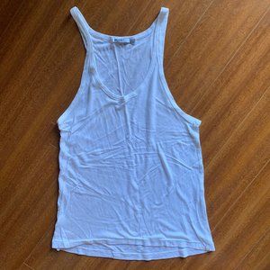 Zara Gauzy Micro Rib White Tank